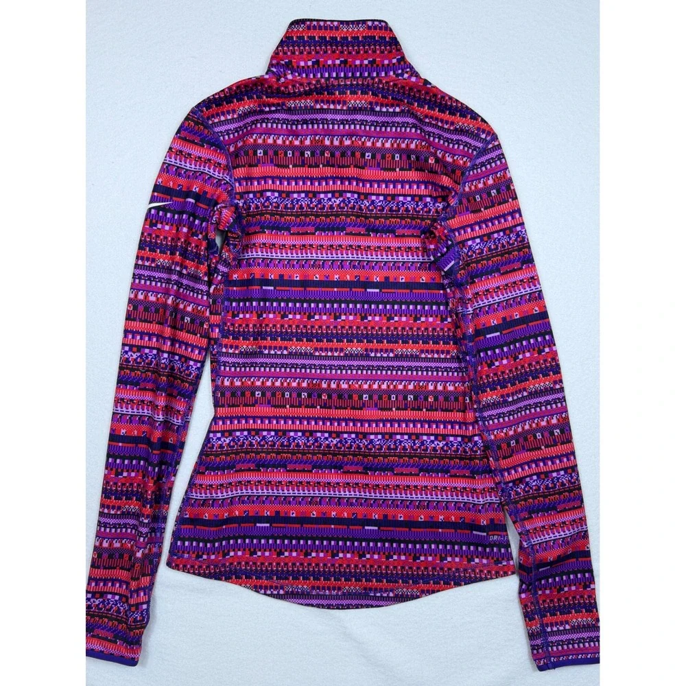 Nike Pro‎ Dri-FIT Pullover Womens S Multicolor Geometric Half Zip 685681-696